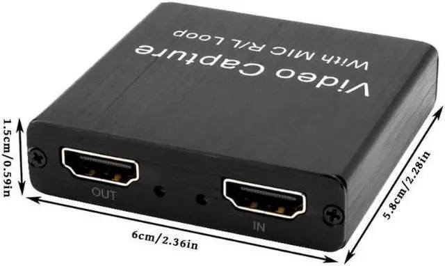 Alt view image 6 of 6 - Portable Video Capture Card Mic In Audio Out 1080p USB 2.0 Video Grabber Record Box for Live Streaming Video Recording