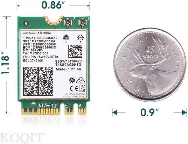 Alt view image 6 of 6 - 10DB Antenna Set Wi-Fi 6E Intel AX210 Bluetooth 5.2 + 3000Mbps 2.4Ghz 5Ghz 6Ghz M.2 2230 Key E Desktop Kit Wireless Adapter AX210NGW WiFi 6 Card 802.11ax/ac Support MU-MIMO OFDMA Windows 10