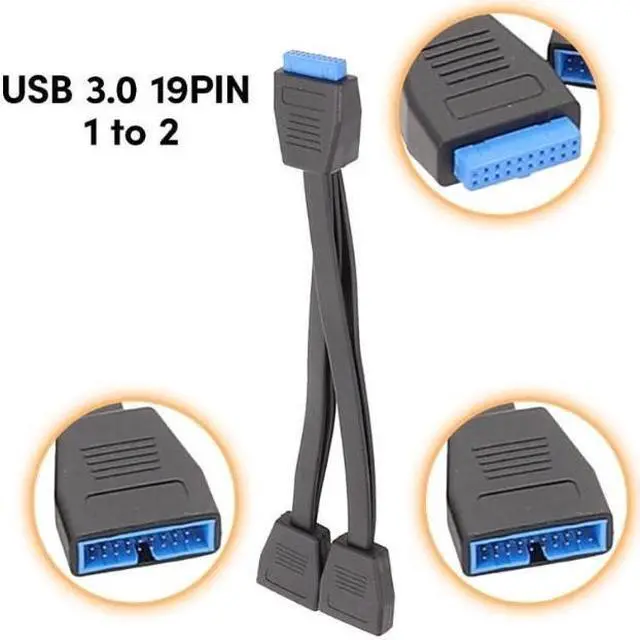 Alt view image 2 of 6 - USB 19Pin/20Pin Splitter Cable for Motherboard Expansion Cable USB3.0 19Pin 1 to 2 Splitter 20CM