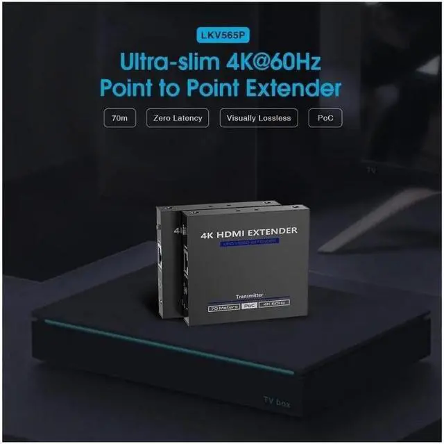 Alt view image 5 of 7 - Up to 70M,Genuine LQ525P 4K@60Hz HDMI 2.0 PoC IR Extender Loop-out Point to Point Zero-latency 18Gbps HDR YUV4:4:4 HDCP2.2 RJ45 Cat6/Cat6a/Cat7