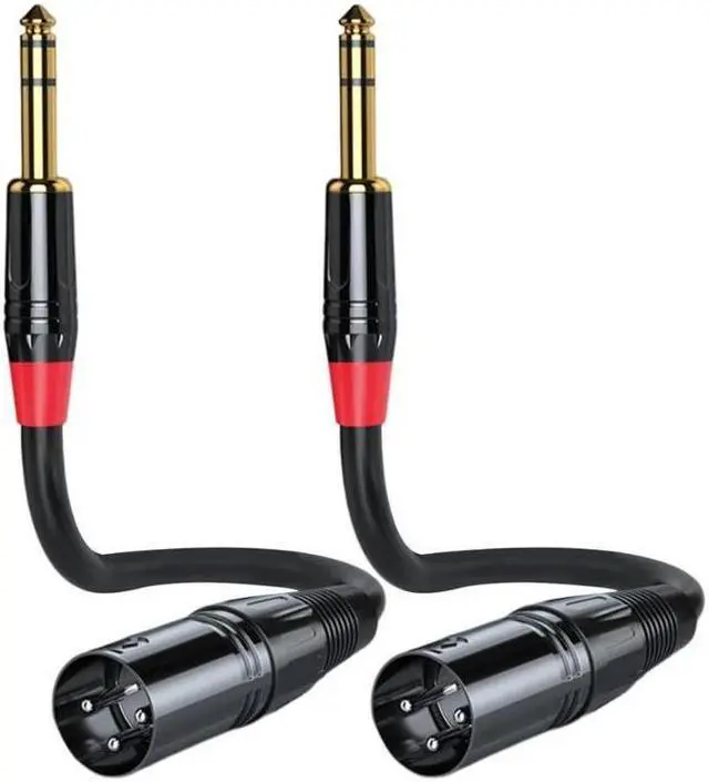Main image of 2pcs Easy To Plug Male Connector 6.5mm 3 Pin Gold Plated Clear Sound Sturdy Flexible Balanced Microphone Audio Adapter Cable