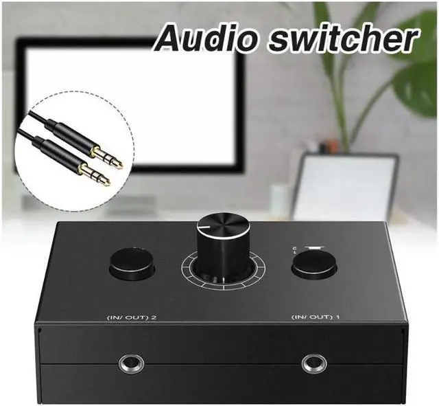Main image of With Cable Mute Button PC Laptop Bi-directional 3.5mm Stereo Headphone Selector 1-In-2 Or 2-In-1 Out Splitter Audio Switcher