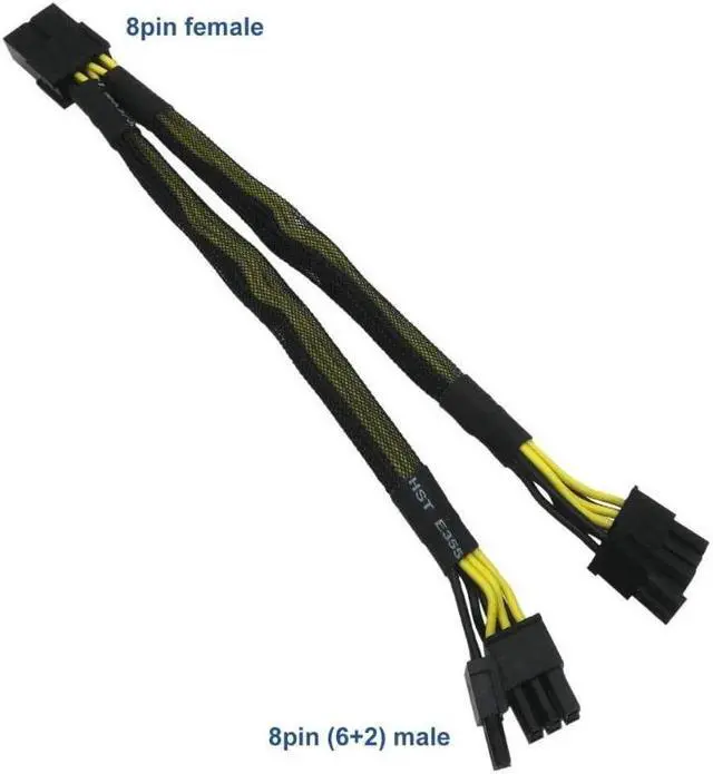 Alt view image 4 of 5 - COMeap GPU VGA PCIe 8 Pin Female to Dual 2X 8 Pin (6+2) Male PCI Express Power Adapter Braided Y-Splitter Extension Cable 9-inch(23cm)