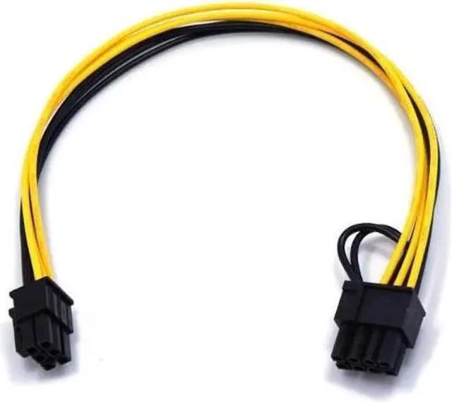 Alt view image 2 of 7 - 6 Pin Male to 8 Pin (6+2) Male PCIe Adapter Power Cable PCI Express Extension Cable 12.5 Inches (2 Pack)