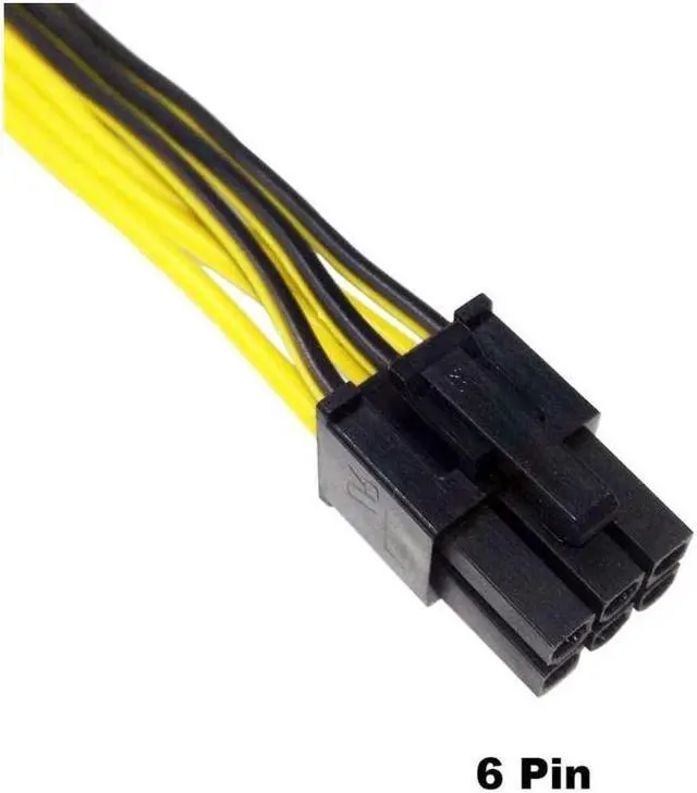 Alt view image 5 of 7 - 6 Pin Male to 8 Pin (6+2) Male PCIe Adapter Power Cable PCI Express Extension Cable 12.5 Inches (2 Pack)