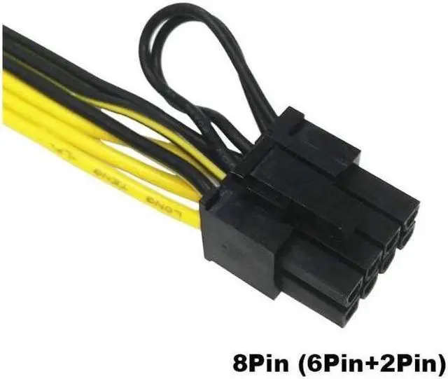 Alt view image 6 of 7 - 6 Pin Male to 8 Pin (6+2) Male PCIe Adapter Power Cable PCI Express Extension Cable 12.5 Inches (2 Pack)
