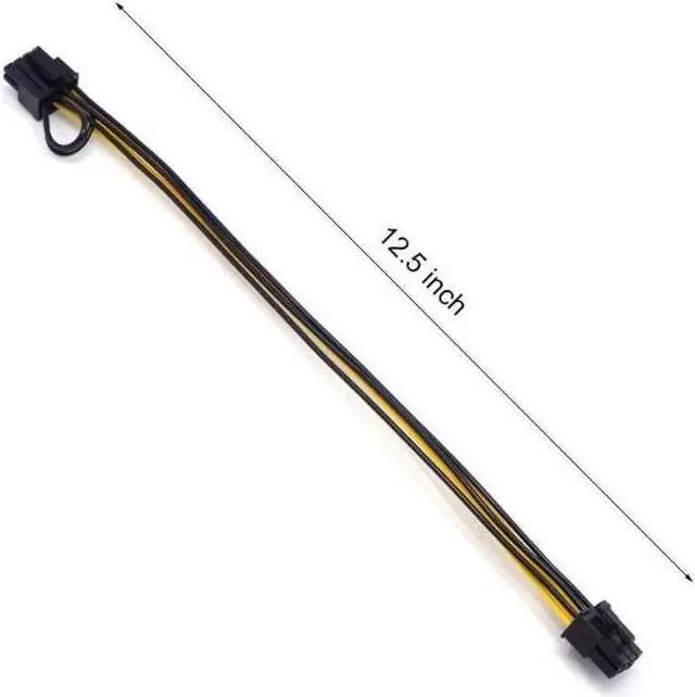 Alt view image 7 of 7 - 6 Pin Male to 8 Pin (6+2) Male PCIe Adapter Power Cable PCI Express Extension Cable 12.5 Inches (2 Pack)