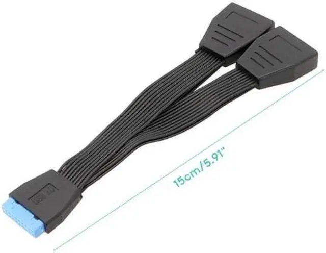 Alt view image 5 of 5 - Motherboard USB Splitter Internal USB Hub 19 Pin USB 1 to 2 Splitter Cable 15CM