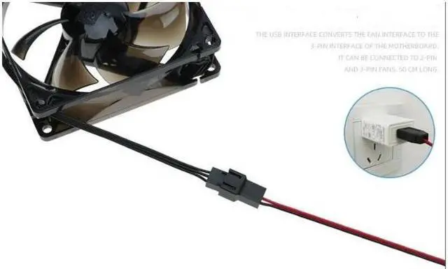 Alt view image 4 of 5 - 2pcs DIY USB to fan 2pin/3pin power supply USB charger conversion cable 5V cable (length 50cm ) Campers carry it with you, backpackers light-weight equipment, tent fan ventilation companion