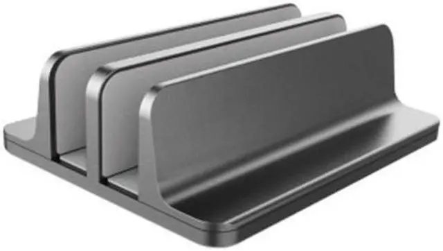 Main image of Vertical Laptop Stand Holder, Desktop Aluminum MacBook Stand with Adjustable Dock Size(2 Slots), Fits All MacBook, Surface, Chromebook and Gaming Laptops (Black) Grey