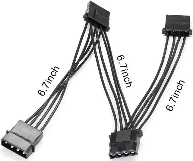 Alt view image 4 of 4 - Aomoproing  4 Pin IDE Power Supply Extension Cable 1 to 3 Y Splitter 6.7 inch