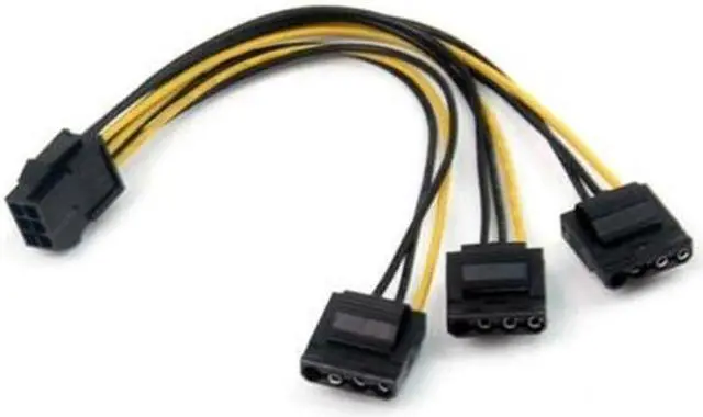 Main image of Aomoproing  2pcs PCIe 6pin Female to 3 Molex IDE 4pin Female Graphic Card Power Supply Cable
