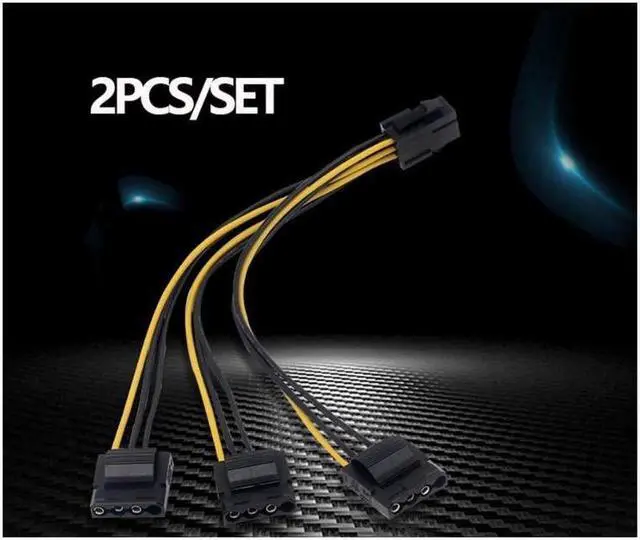 Alt view image 2 of 5 - Aomoproing  2pcs PCIe 6pin Female to 3 Molex IDE 4pin Female Graphic Card Power Supply Cable