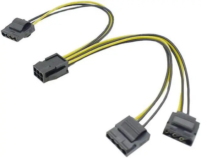 Alt view image 5 of 5 - Aomoproing  2pcs PCIe 6pin Female to 3 Molex IDE 4pin Female Graphic Card Power Supply Cable