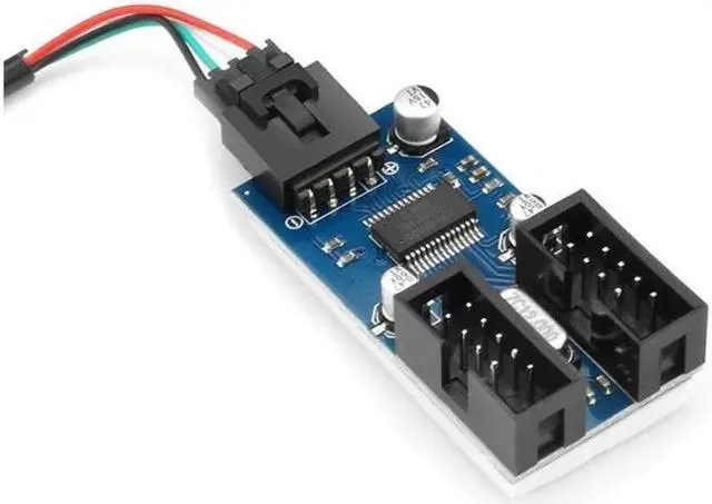 Alt view image 3 of 7 - Motherboard 9 pin Header Male 1 to 2 Female Extension Splitter Cable Desktop 9-Pin USB 2.0 HUB Connector Adapter for Port Multiplier