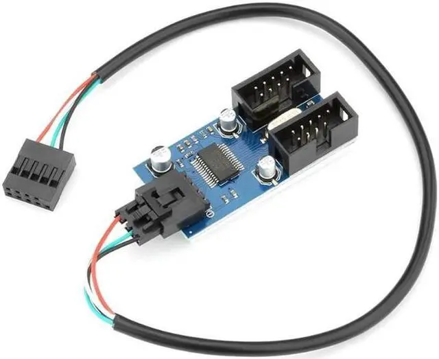 Alt view image 2 of 7 - Motherboard 9 pin Header Male 1 to 2 Female Extension Splitter Cable Desktop 9-Pin USB 2.0 HUB Connector Adapter for Port Multiplier