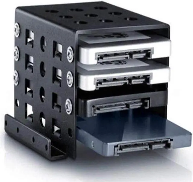 Alt view image 4 of 5 - 4 Bay 2.5 to 3.5" HDD Rack Converter SSD Adapter Mounting Bracket Hard Drive Disk Holder Rack