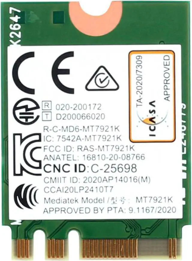 Alt view image 2 of 2 - Wi-Fi 6 MediaTek MT7921k MT7921 wifi 6 1800M Bluetooth 5.2 wireless WIFI network card NGFF m.2 support windows10 / 11