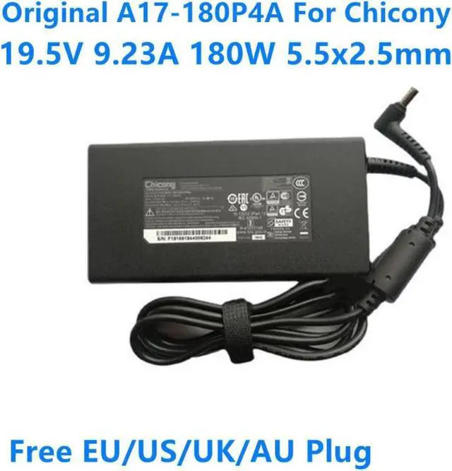 Main image of Chicony 19.5V 9.23A 180W Charger A17-180P4A AC Power Adapter For CLEVO P950HR N850HP6 MSI GS63VR GE72VR GS65 A15-180P1A