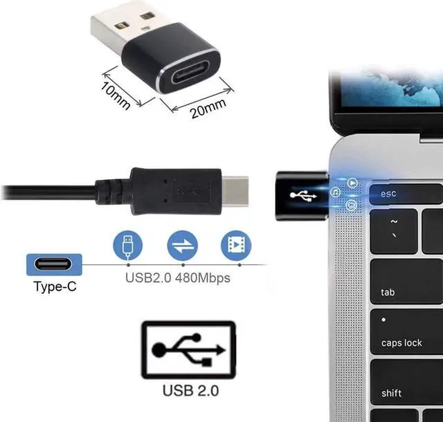 Alt view image 2 of 5 - USB C to USB Adapter 5pcs/lot USB C Female to USB Male Adapter USB Type C to USB A Cable Connector Black