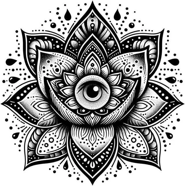 Main image of Lotus Eye Temporary Tattoos Unique Tattoo Hands Party Favors For Kids Fake Face Tattoos 6 Pcs Style A3.7 x 3.7 inches
