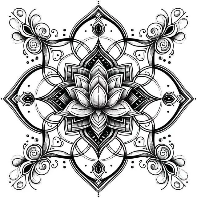 Main image of Lotus Temporary Tattoos Unique Tattoo Hands Party Favors For Kids Fake Face Tattoos 6 Pcs Style D3.7 x 3.7 inches