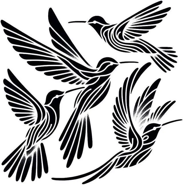 Main image of Hummingbird Temporary Tattoos Unique Tattoo Hands Party Favors For Kids Fake Face Tattoos 6 Pcs3.7 x 3.7 inches