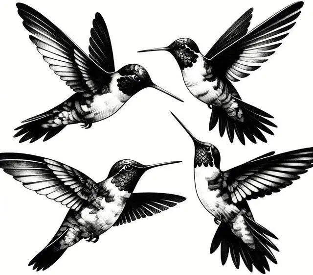 Main image of Hummingbirds Temporary Tattoos Unique Tattoo Hands Party Favors For Kids Fake Face Tattoos 6 Pcs3.7 x 3.7 inches