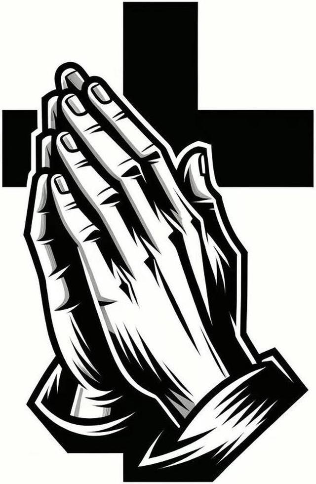 Main image of Prayer Gesture Cross Temporary Tattoos Unique Tattoo Hands Party Favors For Kids Fake Face Tattoos 6 Pcs3.7 x 3.7 inches