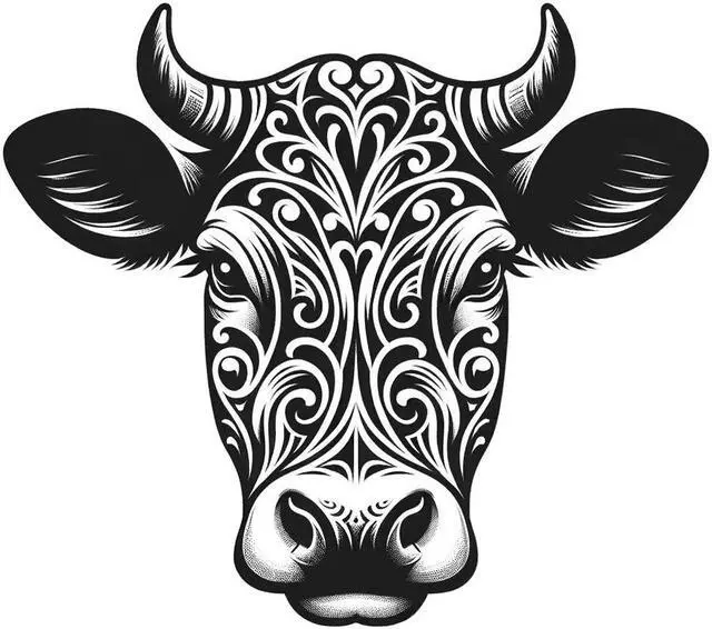 Main image of Maori Cow Design Temporary Tattoos Unique Tattoo Hands Party Favors For Kids Fake Face Tattoos 6 Pcs3.7 x 3.7 inches