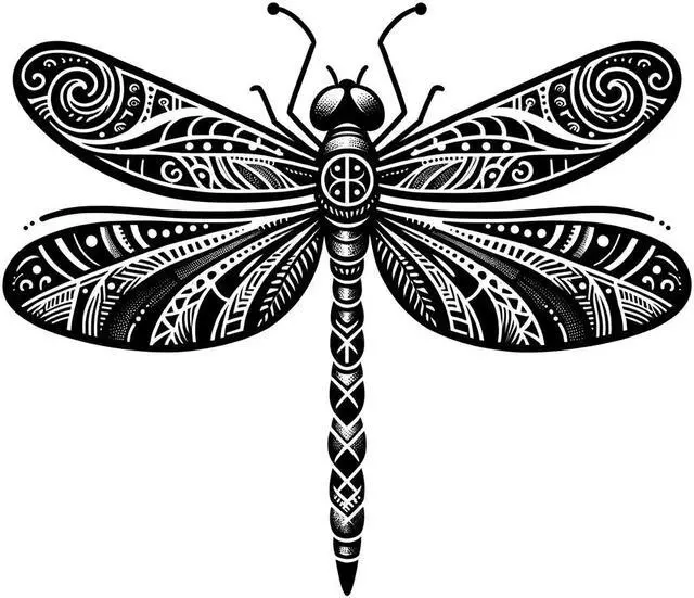 Main image of Maori Dragonfly Temporary Tattoos Unique Tattoo Hands Party Favors For Kids Fake Face Tattoos 6 Pcs3.7 x 3.7 inches