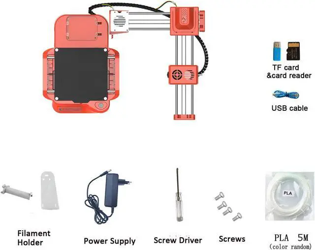 Alt view image 4 of 4 - 3D Printer 100×100×100mm Print Size DIY Kit Printing Machine with TF Card PLA Sample Filament for Home/School Education Use