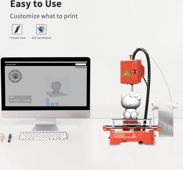Alt view image 2 of 4 - 3D Printer 100×100×100mm Print Size DIY Kit Printing Machine with TF Card PLA Sample Filament for Home/School Education Use
