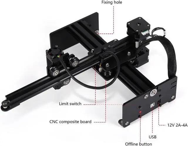 Alt view image 3 of 7 - Portable Laser Engraving Cutting Machine Desktop Laser Engraver CNC DIY  Cutter Printer Logo Carving