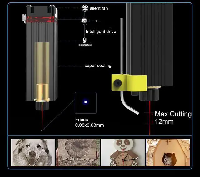 Alt view image 7 of 7 - Portable Laser Engraving Cutting Machine Desktop Laser Engraver CNC DIY  Cutter Printer Logo Carving