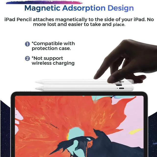 Alt view image 6 of 7 - SZYG Stylus Pen for Apple iPad Pencil - Active Pen with Palm Rejection Compatible with Apple iPad 10th 9th 8th 7th 6th Generation iPad Air M3/M2 5/4/3 iPad Pro 11-12.9 2018-2024 iPad Mini 6th 5th Gen