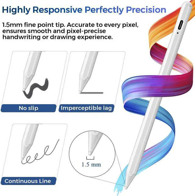 Alt view image 3 of 7 - SZYG Stylus Pen for Apple iPad Pencil - Active Pen with Palm Rejection Compatible with Apple iPad 10th 9th 8th 7th 6th Generation iPad Air M3/M2 5/4/3 iPad Pro 11-12.9 2018-2024 iPad Mini 6th 5th Gen