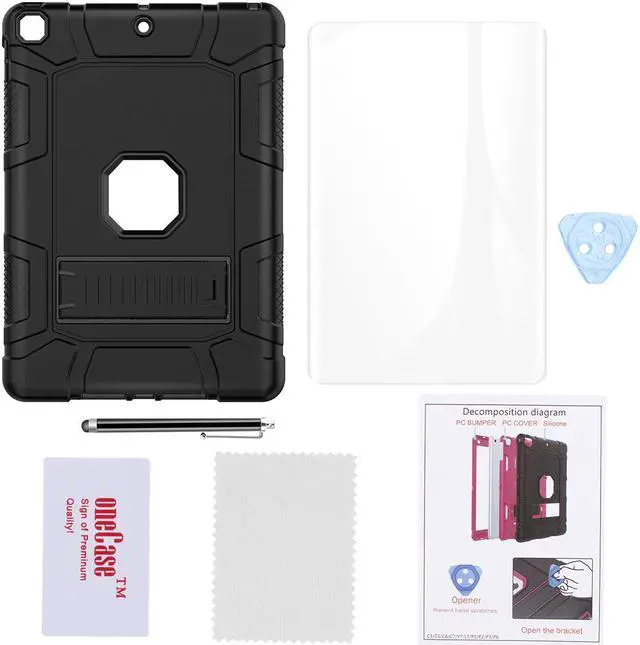 Alt view image 7 of 7 - SZYG For Apple iPad 9th/8th/7th Generation Case 10.2 inch Hybrid Shockproof Heavy Duty Rugged Stand Case Protective Cover with Screen Protector & Stylus Pencil.