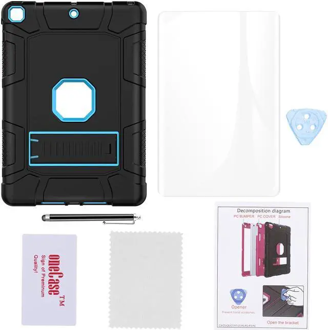 Alt view image 5 of 6 - SZYG For Apple iPad 9th/8th/7th Generation Case 10.2 inch Hybrid Shockproof Heavy Duty Rugged Stand Case Protective Cover with Screen Protector & Stylus Pencil. Blue
