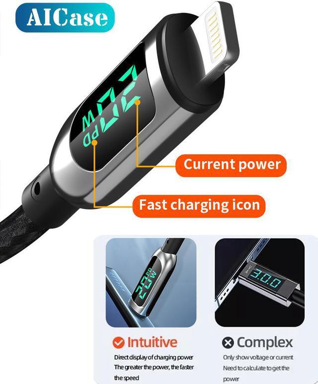 Alt view image 3 of 7 - USB C to Lightning Cable 10ft, Power Delivery USB C iPhone Cable MFi Certified Braided Type C iPhone Charger Cord Fast Charging with LED Display Compatible with iPhone 13 12 11 Pro Max X XS XR 8 7 6s