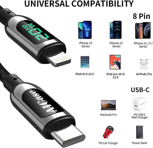 Alt view image 2 of 7 - USB C to Lightning Cable 10ft, Power Delivery USB C iPhone Cable MFi Certified Braided Type C iPhone Charger Cord Fast Charging with LED Display Compatible with iPhone 13 12 11 Pro Max X XS XR 8 7 6s
