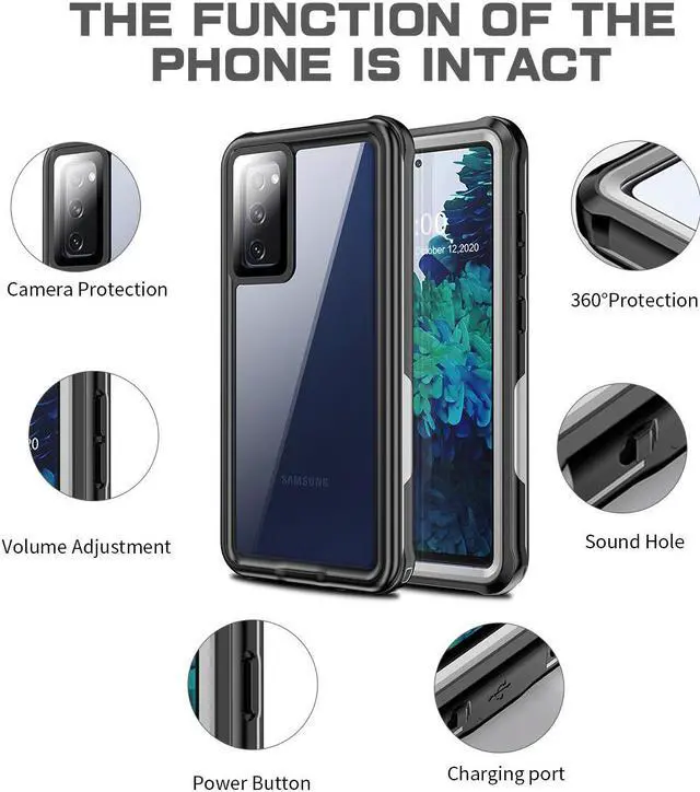 Alt view image 6 of 7 - SZYG for Samsung Galaxy S20 FE 5G Case Waterproof, Built in Screen Protector 360° Full Body Heavy Duty Protective Shockproof IP68 Underwater Case for Samsung Galaxy S20 FE 5G 6.5 inch.