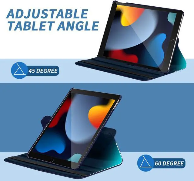 Alt view image 4 of 7 - SZYG iPad 10.2 Case iPad 9th Generation 2021/ iPad 8th Generation 2020/ iPad 7th Generation 2019 Case, 360 Degree Rotating Stand Case Protective Cover with Auto Sleep/Wake Function. Blue