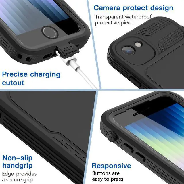 Alt view image 6 of 7 - SZYG iPhone SE 2020/2022 Waterproof Case,iPhone 7/8 Waterproof Case, Built-in Screen Protector Full Body Heavy Duty Shockproof IP68 Waterproof Case for iPhone SE 2022/2020/7/8 4.7 inch