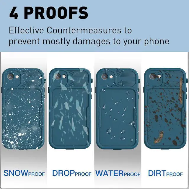 Alt view image 3 of 7 - SZYG iPhone SE 2020/2022 Waterproof Case,iPhone 7/8 Waterproof Case, Built-in Screen Protector Full Body Heavy Duty Shockproof IP68 Waterproof Case for iPhone SE 2022/2020/7/8 4.7 inch Green