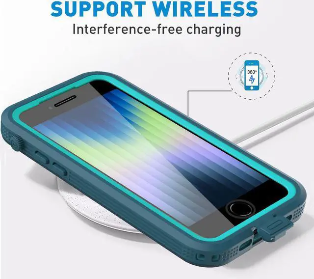 Alt view image 7 of 7 - SZYG iPhone SE 2020/2022 Waterproof Case,iPhone 7/8 Waterproof Case, Built-in Screen Protector Full Body Heavy Duty Shockproof IP68 Waterproof Case for iPhone SE 2022/2020/7/8 4.7 inch Green