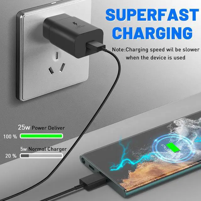 Alt view image 2 of 7 - USB C Charger, 25W PD Type C Fast Charger and 3.3FT USB C to C Charging Cable Compatible with Samsung Galaxy S22/S22 Ultra/S22+/S21/S21Ultra/S21+/S20/S20+/S20 Ultra/Note10/Note20/plus/S10 5G