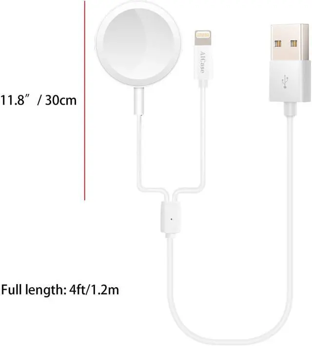 Alt view image 6 of 7 - SZYG for Apple Watch Charger Magnetic Charging Cable, 2 in 1 iPhone Watch Charger Cord 4 ft for Apple Watch Series SE/7/6/5/4/3/2/1 iPhone 13/12/11 Pro Max/XS Max/XR/XS/X and More.