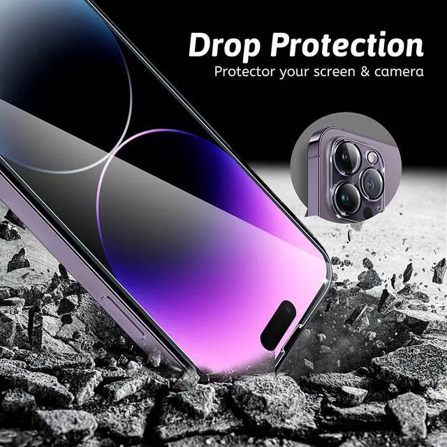 Alt view image 4 of 7 - SZYG for iPhone 14 Pro Max Tempered Glass Screen Protector [2-Pack] HD Clear, 9H Hardness, Scratch Resistant Case Friendly.