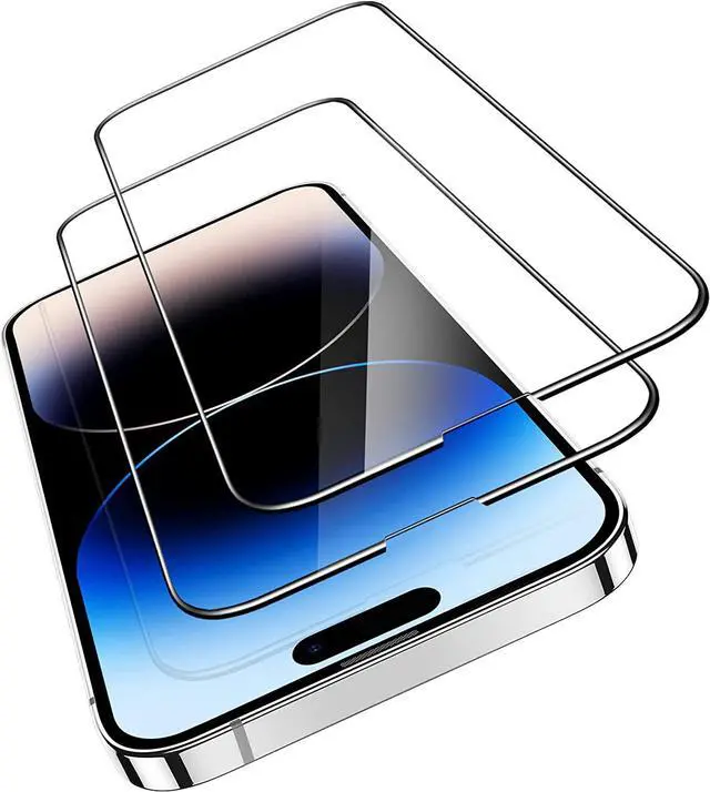Alt view image 7 of 7 - SZYG for iPhone 14 Pro Max Tempered Glass Screen Protector [2-Pack] HD Clear, 9H Hardness, Scratch Resistant Case Friendly.